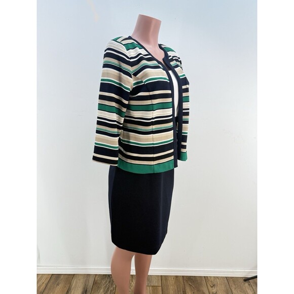 NEW Studio One New York 2PC Dress Jacket Black Green Cream Size 10 Career Set - Picture 3 of 16